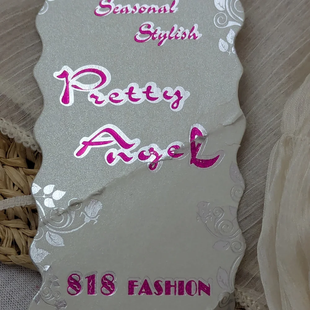 Pretty Angel Elegant Cream Sheer Duster Scarf w/Lace, Fringe & Bling Features OS